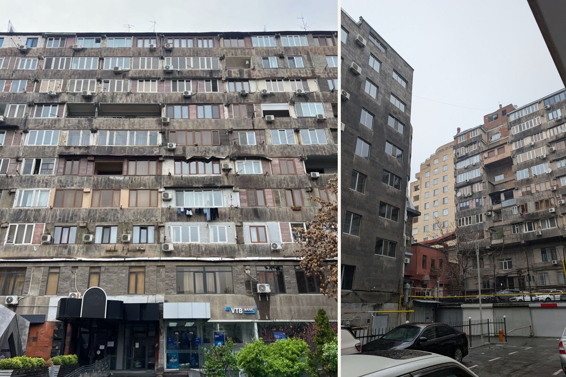 Kollage sowjetischer Tuff-Wohnblöcke in Jerewan
